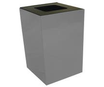 HUBERT 28 gal Slate Steel Recycling Squared Container With Square Opening - 15"L x 15"W x 28"H