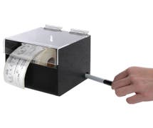 Expressly Hubert Black Acrylic Label Dispenser for Rolls Up To 4 1/4" W - 5 1/4"L x 5 1/8"W x 5"H
