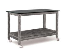 Expressly Hubert Mobile Rustic Grey Wood Table With Black Formica Top - 48"L x 24"W x 37"H