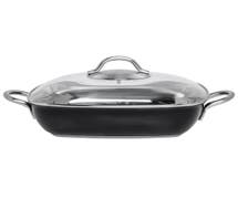 Expressly Hubert Colorscape Single-Ply Square Black Stainless Steel Pan With Glass Lid - 11"L x 11"W x 2 2/5"H