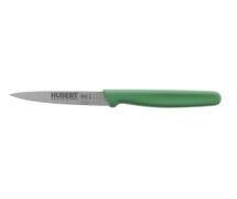 Hubert Stainless Steel Paring Knife with Green Polypropylene Handle - 3 1/2"L Blade