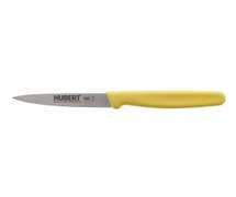 HUBERT Stainless Steel Paring Knife with Yellow Polypropylene Handle - 3 1/2"L Blade