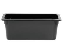 HUBERT 1/3 Size Black Polycarbonate Cold Food Pan - 6"D