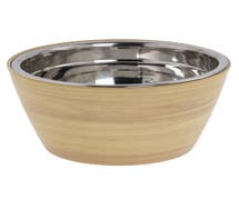 Expressly HUBERT Butcher Block Faux Wood Melamine Bowl With Stainless Steel Bowl Insert - 9 1/4"Dia x 4 1/4"H
