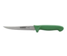 HUBERT Stainless Steel Scalloped Utility Knife with Green Polypropylene Handle - 5"L Blade