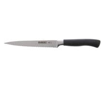 HUBERT Stainless Steel Serrated Utility Knife with Black Santoprene Handle - 6"L Blade