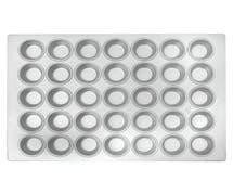 Hubert 3 4/5 oz Aluminized Steel 35 Cup Muffin Pan with Silicone Glaze - 17 7/8"L x 25 7/8"W x 1 3/8"D