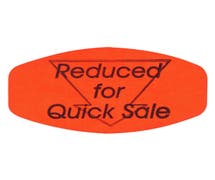 Bollin Label Fluorescent Red Grabber Grocery Store Labels Black Imprint "Reduced for Quick Sale" - 1 3/8"L x 7/8"H