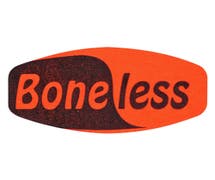 Bollin Labels Fluorescent Red Grabber Grocery Store Labels Black Imprint "Boneless" - 1 3/8"L x 7/8"H