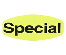 Bollin Label Fluorescent Yellow Grabber Grocery Store Labels Black Imprint "Special" - 1 3/8"L x 7/8"H