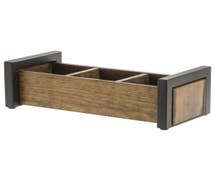 Expressly Hubert Reclaimed Wood Collection 3 Compartment Condiment Holder - 13 1/2"L x 6 1/8"W x 4"H
