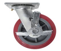 HUBERT Red Polyurethane Swivel Plate Caster - 6"Dia