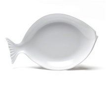 Elite Global D12FSH-W Large Fish Plate, 12" x 10" x 1 1/2" H., White, CS of 6/EA