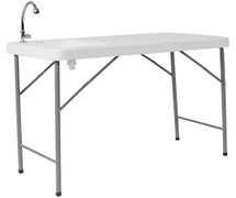 Flash Furniture 23''W x 45''L Granite White Plastic Folding Table with Sink