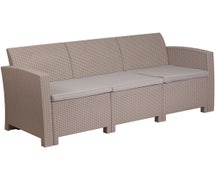 Flash Furniture DAD-SF2-3-GG Charcoal Faux Rattan Sofa with All-Weather Light Gray Cushions