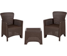 Flash Furniture DAD-SF3-2P-SET-CHOC-GG Chocolate Faux Rattan Plastic Chair Set with Matching Side Table
