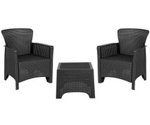 Flash Furniture DAD-SF3-2P-SET-GG Dark Gray Faux Rattan Plastic Chair Set with Matching Side Table