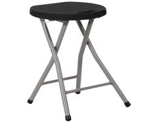 Flash Furniture Foldable Stool with Black Plastic Seat and Titanium Frame