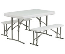 Flash Furniture DAD-YCZ-103-GG Plastic Folding Table and Benches