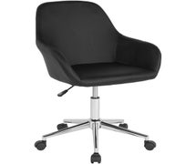 Flash Furniture DS-8012LB-BLK-GG Home and Office Mid-Back Chair in Black Faux Leather