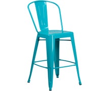 Flash Furniture ET-3534-30-CB-GG 30'' High Crystal Blue Metal Indoor-Outdoor Barstool with Back