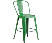 30'' High Distressed Green Metal Indoor BarStool with Back  