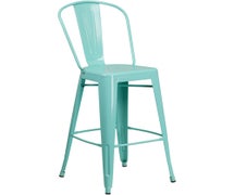 Flash Furniture ET-3534-30-MINT-GG 30'' High Mint Green Metal Indoor-Outdoor Barstool with Back