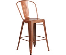 Flash Furniture ET-3534-30-POC-GG 30'' High Copper Metal Indoor-Outdoor Barstool with Back
