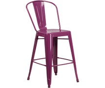 Flash Furniture ET-3534-30-PUR-GG 30'' High Purple Metal Indoor-Outdoor Barstool with Back