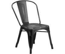 Flash Furniture ET-3534-BK-GG Distressed Metal Indoor Stack Chair, Black