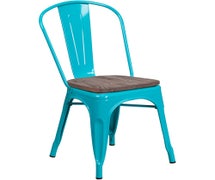 Flash Furniture ET-3534-CB-WD-GG Teal Blue Metal Chair with Wood Seat, Stackable