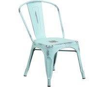 Flash Furniture ET-3534-DB-GG Distressed Metal Indoor Stack Chair, Dream Blue