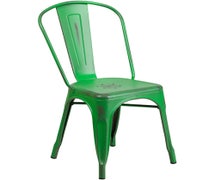 Flash Furniture ET-3534-GN-GG Distressed Metal Indoor Stack Chair, Green