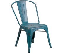 Flash Furniture ET-3534-KB-GG Distressed Metal Indoor Stack Chair, Kelly Blue