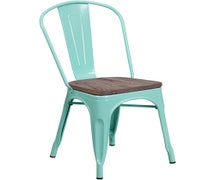 Flash Furniture ET-3534-MINT-WD-GG Mint Green Metal Chair with Wood Seat, Stackable