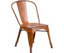 Flash Furniture ET-3534-OR-GG Distressed Metal Indoor Stack Chair, Orange