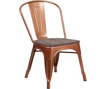 Flash Furniture ET-3534-POC-WD-GG Copper Metal Chair with Wood Seat, Stackable