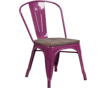 Flash Furniture ET-3534-PUR-WD-GG Purple Metal Chair with Wood Seat, Stackable