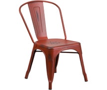 Flash Furniture ET-3534-RD-GG Distressed Metal Indoor Stack Chair, Red