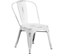 Flash Furniture ET-3534-WH-GG Tenley Distressed Metal Indoor-Outdoor Stack Chair, White