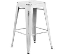 Flash Furniture ET-BT3503-30-WH-GG Distressed Metal Backless Bar Stool, 30"H, White