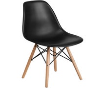 Flash Furniture Elon Series Black Plastic Chair with Wood Base