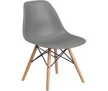 Flash Furniture Elon Series Gray Plastic Chair with Wood Base