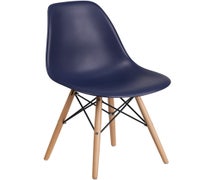 Flash Furniture Elon Series Navy Plastic Chair with Wood Base