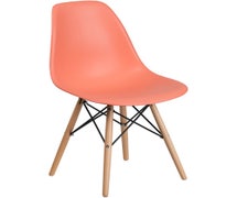 Flash Furniture Elon Series Peach Plastic Chair with Wood Base