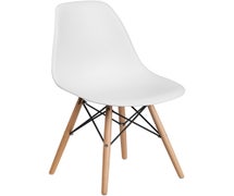 Flash Furniture Elon Series White Plastic Chair with Wood Base