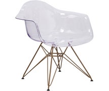 Flash Furniture FH-132-CPC1-GG Allure Transparent Side Chair with Gold Frame