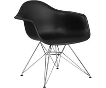 Flash Furniture Alonza Series Black Plastic Chair with Chrome Base