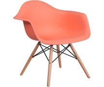 Flash Furniture Alonza Series Peach Plastic Chair with Wood Base