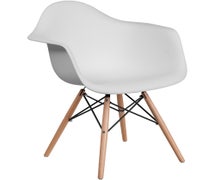 Flash Furniture Alonza Series White Plastic Chair with Wood Base